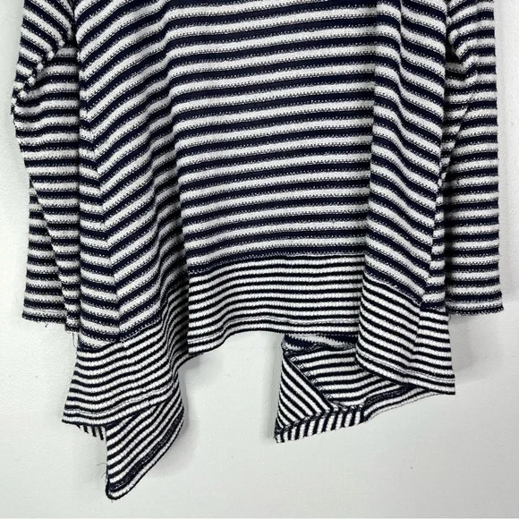 Christopher & Banks Cardigan Women’s XL Navy White Striped Sweater Pockets Open - Picture 8 of 15